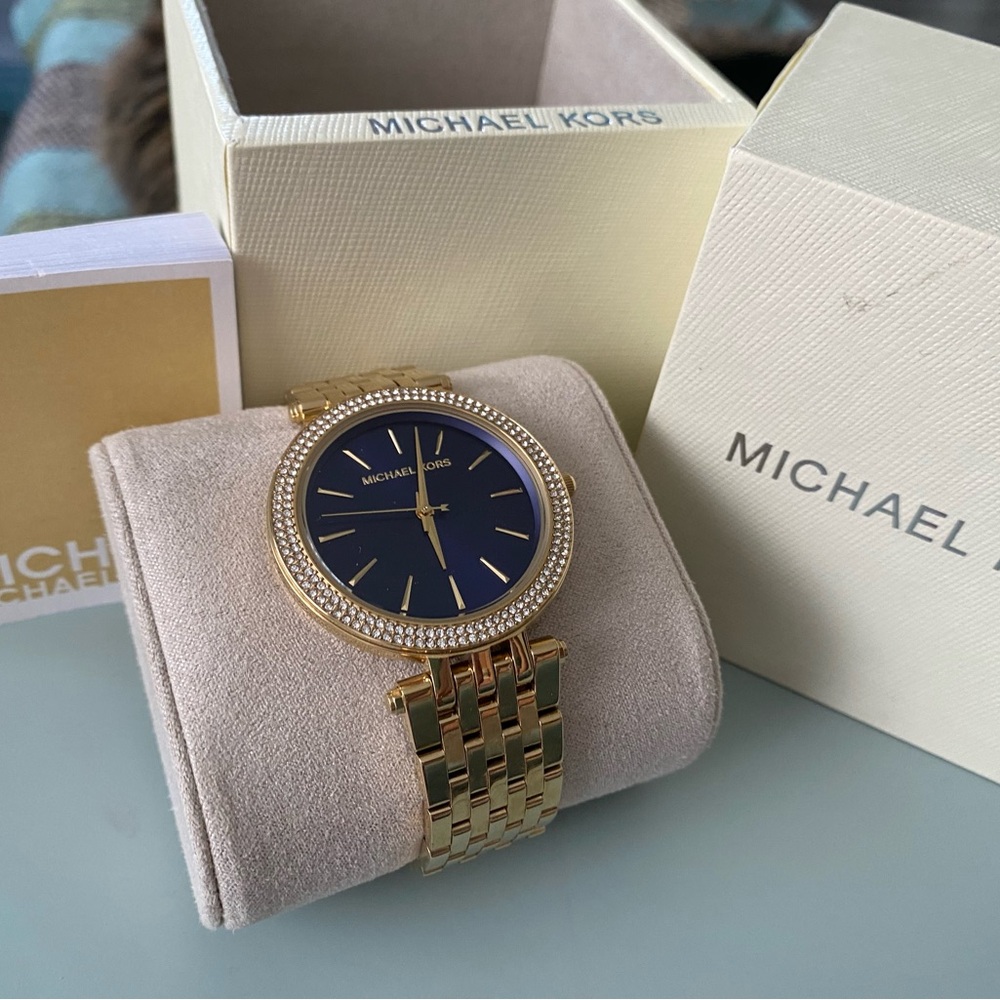 Michael Kors Gold Watch with Navy Dial